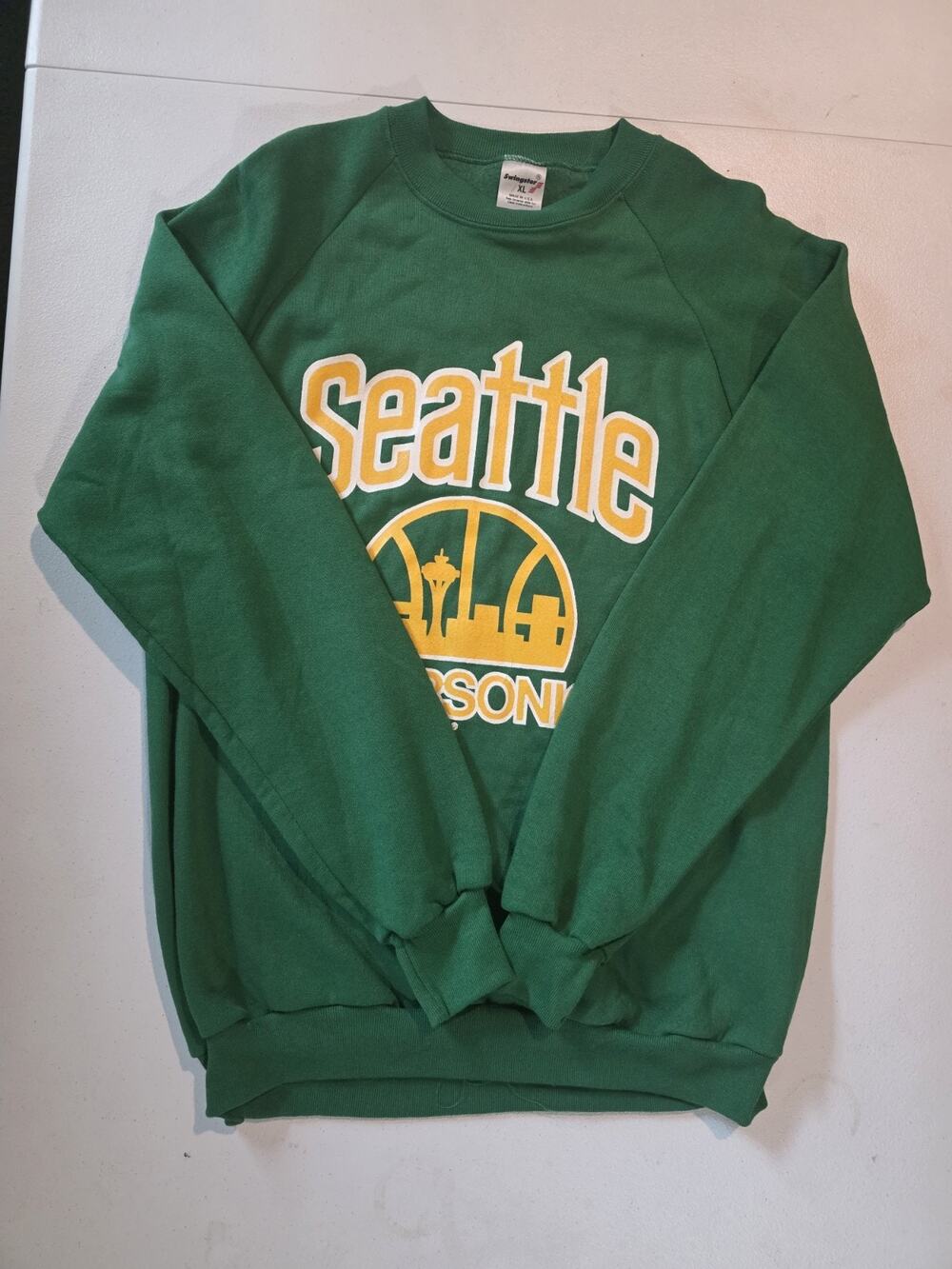 Vintage Seattle SuperSonics Crewneck Sweatshirt XL Green Swingster Made USA NBA